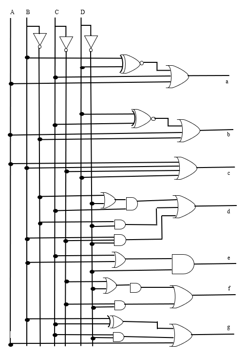 BCD to 7-Segment Decoder Circuit Diagram